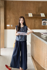 Relaxed Style High Waist Wide Leg Pants Set
