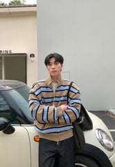 Reversible Striped Stand Collar Down Jacket
