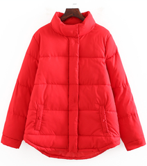 Black Padded Stand Up Collar Jacket