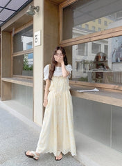 Romantic Lace Embroidered Shell Trim Overalls