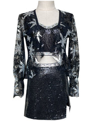 Black Mesh Sequins Cardigan