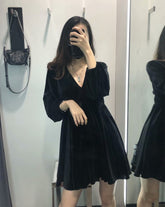 Black Retro Velvet Doll Dress