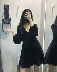 Black Retro Velvet Doll Dress