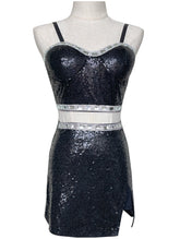 Black Sequins Bustier Top And Mini Skirt Set