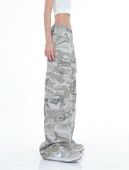 Grey Faded Camouflage Cargo Pants