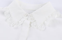 White Lace-Trimmed Blouse