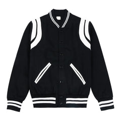 White Lined Black Baseball Jacket