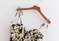 Black Flower Print Cami Dress