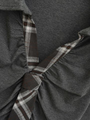 Ruched Tie Detail Collared Long Sleeve Top
