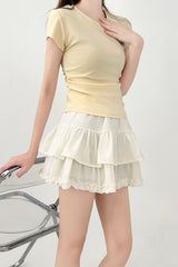 Ruffled Layered A Line Short Skirt