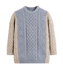 Blue Two Tone Knit Sweater