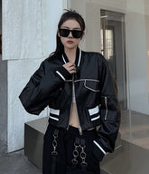 Black Faux Leather Short Jacket