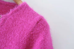Pink Fluffy Chained Cropped T-Shirt