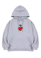Grey Heart Printed Hoodie