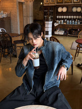 Short Denim Stand Collar Jacket