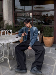 Short Denim Stand Collar Jacket