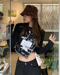 Black Irregular Cut Long Sleeve T-Shirt