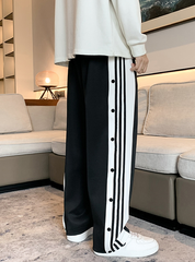 Black Side Striped Button Pants