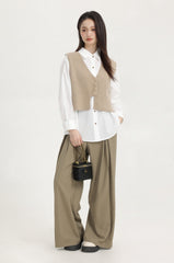 Beige Vest Top With Gold Buttons