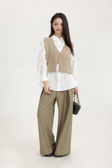 Beige Vest Top With Gold Buttons