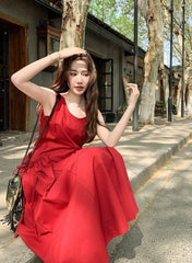 Sleeveless French Style Vacation Maxi Dress