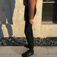 Slim Black Denim Pants With Stretch
