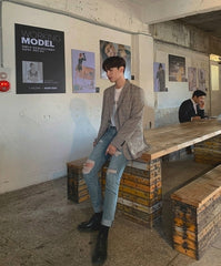 Slim Fit Plaid Blazer Casual Korean Style Jacket