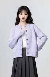 Soft Knit Purple Cardigan Sweater
