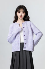 Soft Knit Purple Cardigan Sweater