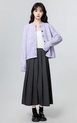 Soft Knit Purple Cardigan Sweater