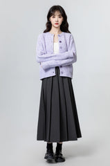 Soft Knit Purple Cardigan Sweater