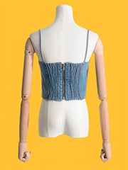 Blue Denim Bustier Camisole Top