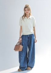 Solid Short Sleeve Polo Top