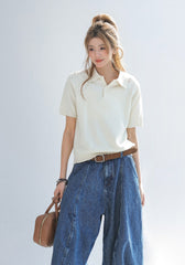 Solid Short Sleeve Polo Top