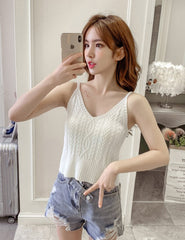 White Twisted Sling V-Neck Cami Top