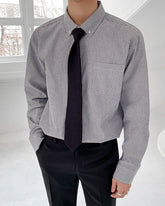 Striped Casual Long Sleeve Shirt Trendy Uniform Style