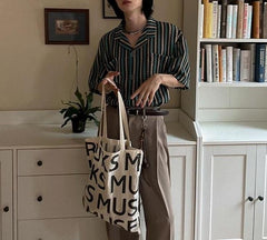 Striped Casual Short Sleeve Cuban Collar Shirt
