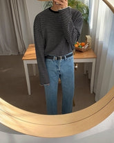 Striped Casual Sweatshirt Relaxed Fit Trendy Outerwear