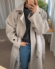 Striped Casual Sweatshirt Relaxed Fit Trendy Outerwear