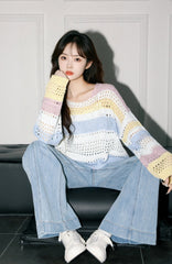 Striped Knit Longsleeve Loose Top