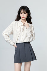 Striped Long Sleeve Shirt With Tie Design