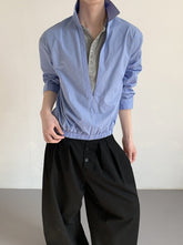 Striped Mock Neck Layered Long Sleeve Shirt
