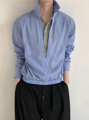 Striped Mock Neck Layered Long Sleeve Shirt