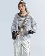 Striped Patchwork Layered Long Sleeve Top