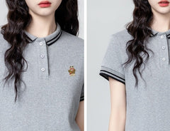 Striped Polo Collar Short Sleeve Shirt