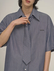 Striped Short Sleeve Casual Shirt Academy Style