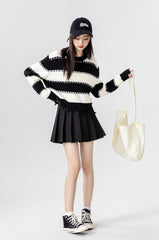 Striped Sweater Black White Fashion