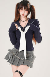 Style Sailor Collar Cropped Top