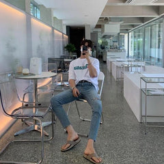 Stylish Distressed Straight Fit Jeans