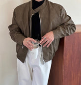Stylish Highneck PU Leather Jacket